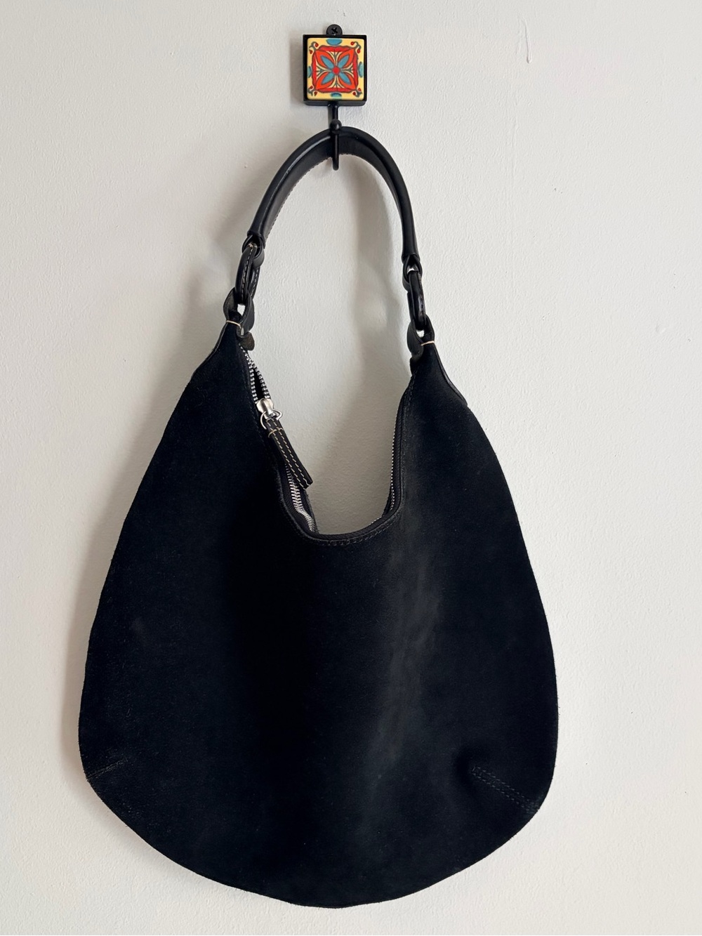 Banana Republic Y2K Black Suede Bag with Single Handle 2003